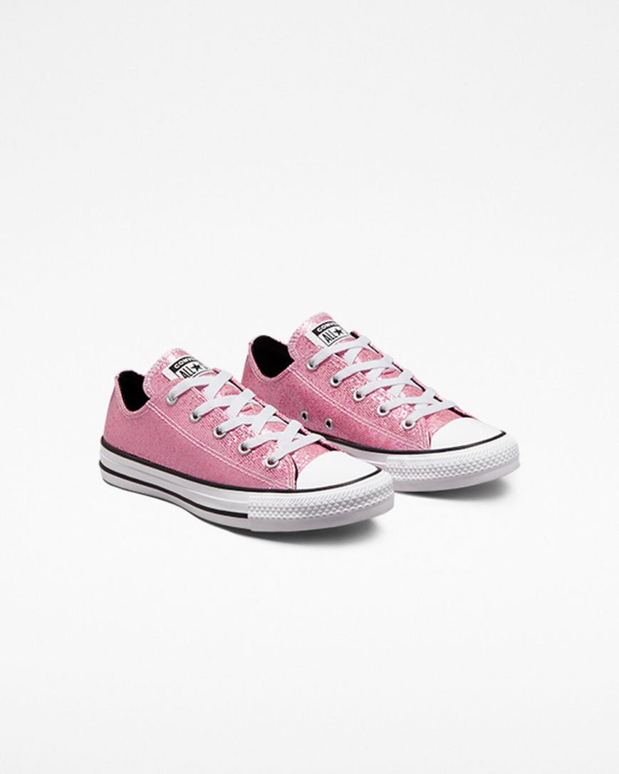 Tenis Converse Chuck Taylor All Star Glitter Cano Baixo Menina Rosa Pretas | PT C03P05T